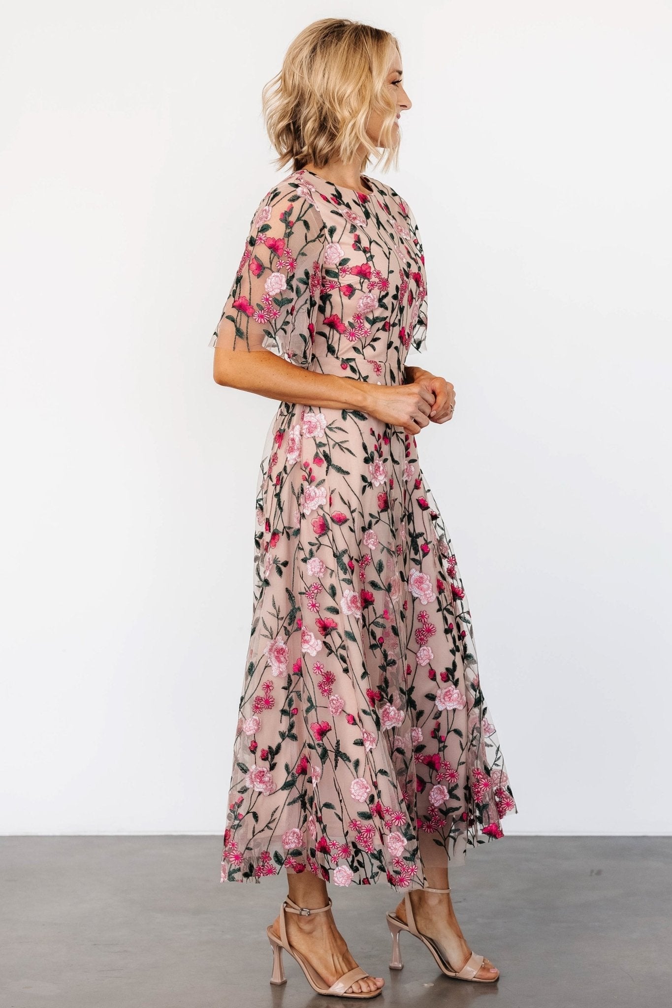 Arabella Embroidered Tulle Maxi Dress | Rose Garden