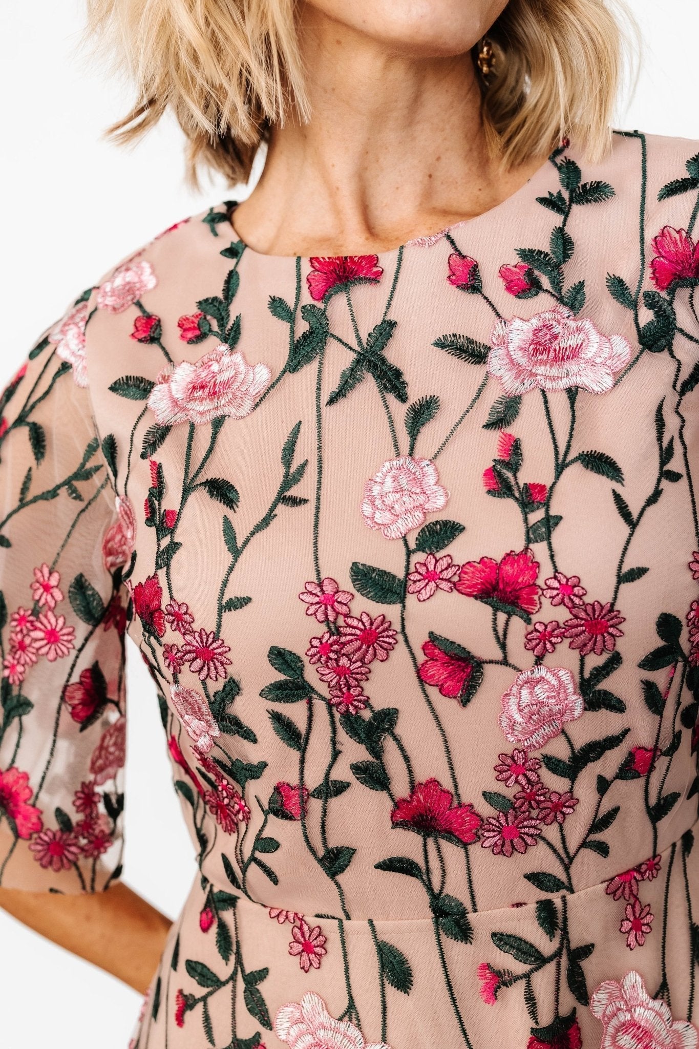 Arabella Embroidered Tulle Maxi Dress | Rose Garden