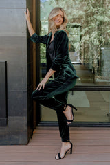 Archie Velvet Jogger Pants | Dark Green