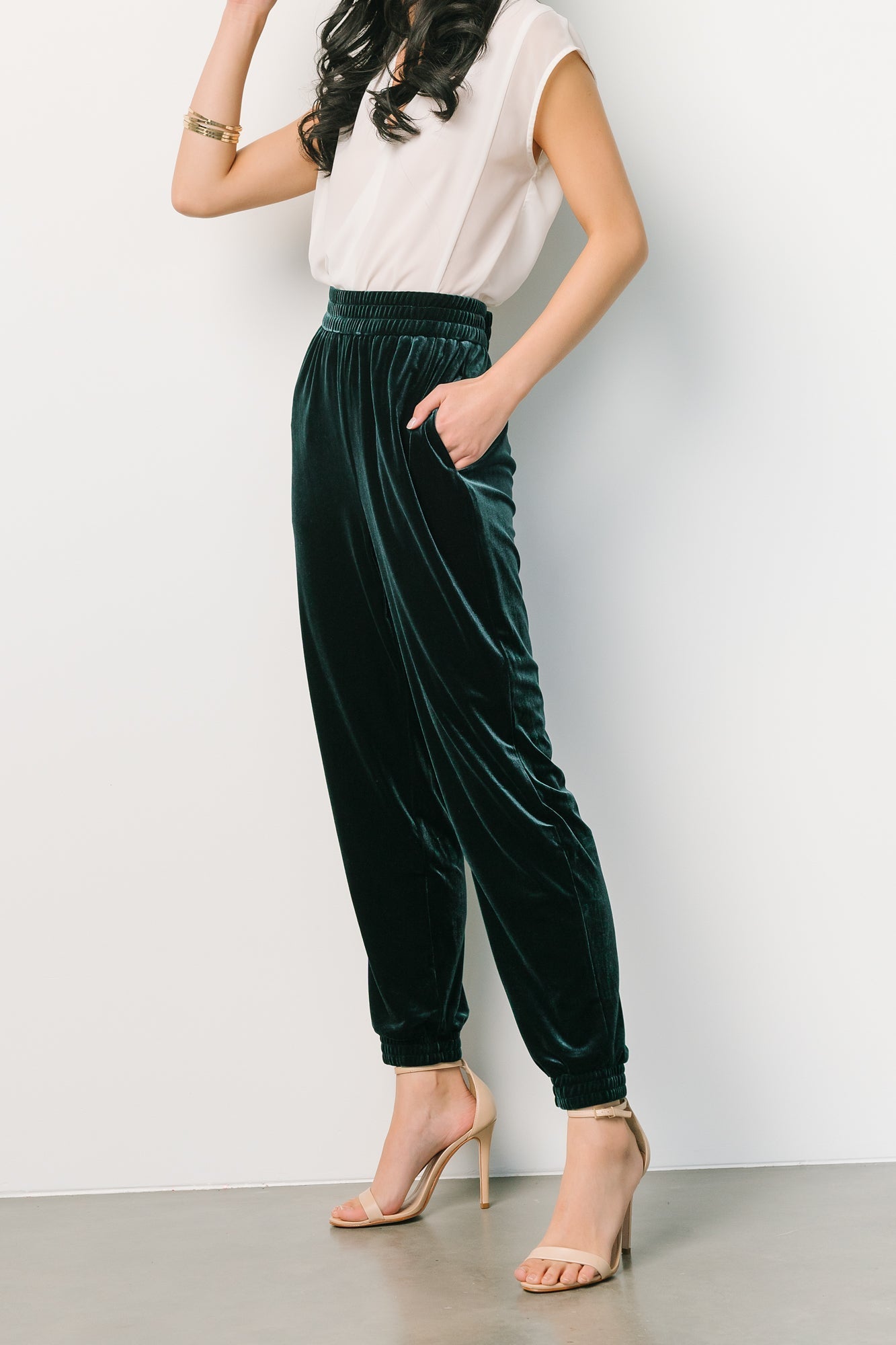Archie Velvet Jogger Pants | Dark Green