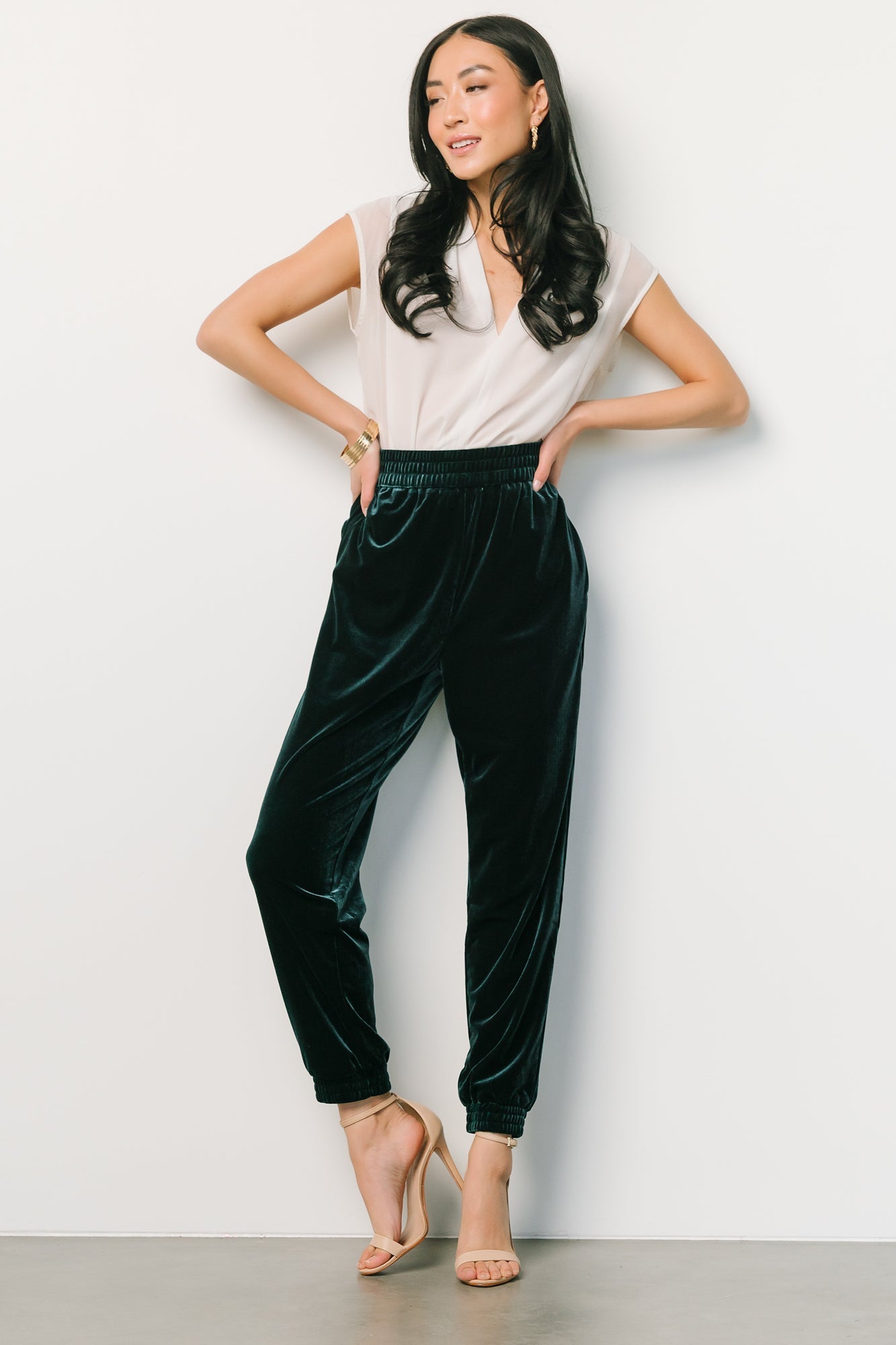 Archie Velvet Jogger Pants | Dark Green