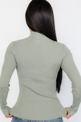 Ari Ribbed Long Sleeve Top | Sage