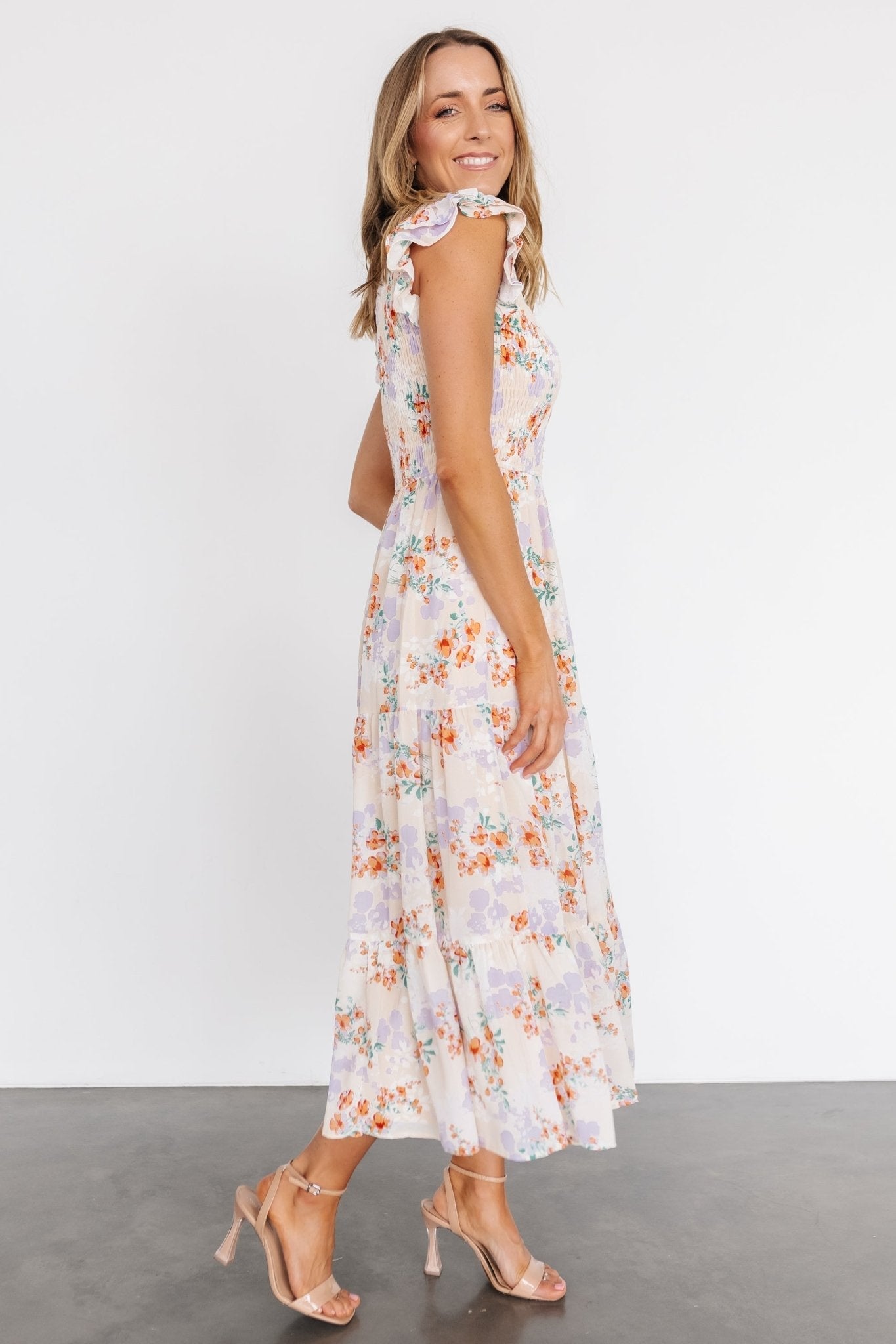 Arla Smocked Maxi Dress | Cream Floral