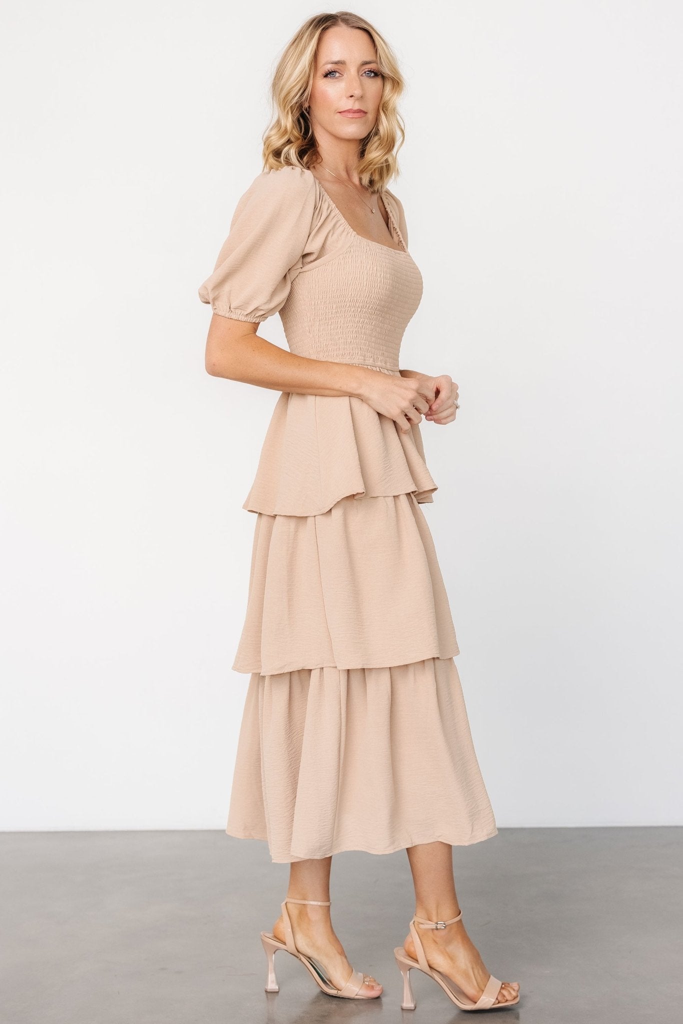 Ashbourne Tiered Dress | Taupe