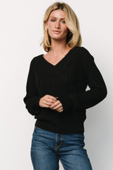 Ashby V Neck Sweater Top | Black