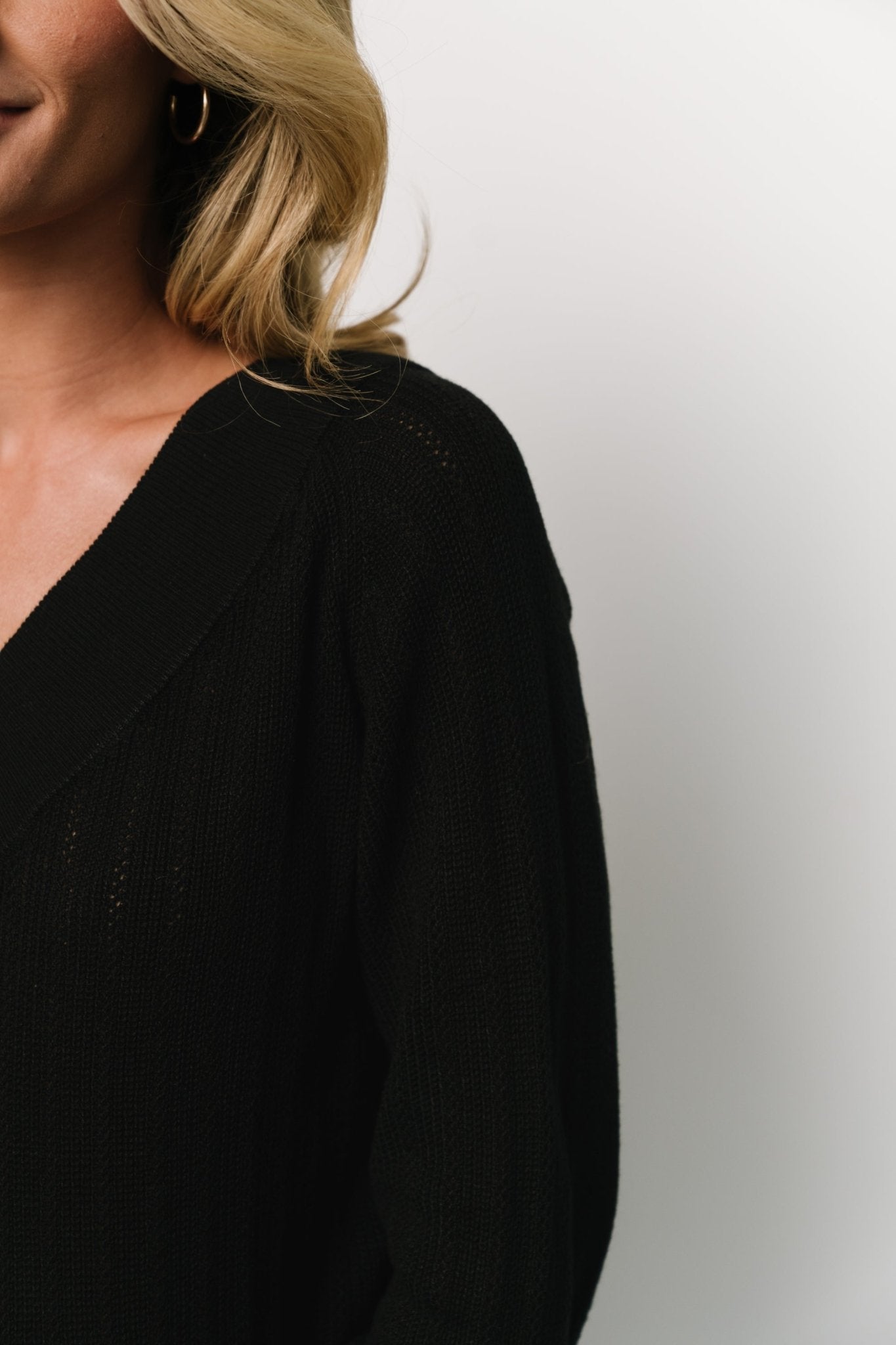 Ashby V Neck Sweater Top | Black
