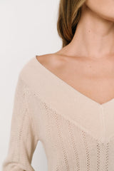 Ashby V Neck Sweater Top | Natural