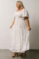 Aspen Smocked Lace Maxi Dress | Off White