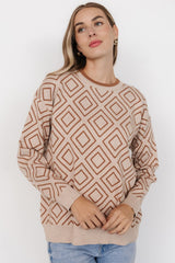 Asther Diamond Sweater | Oatmeal + Camel