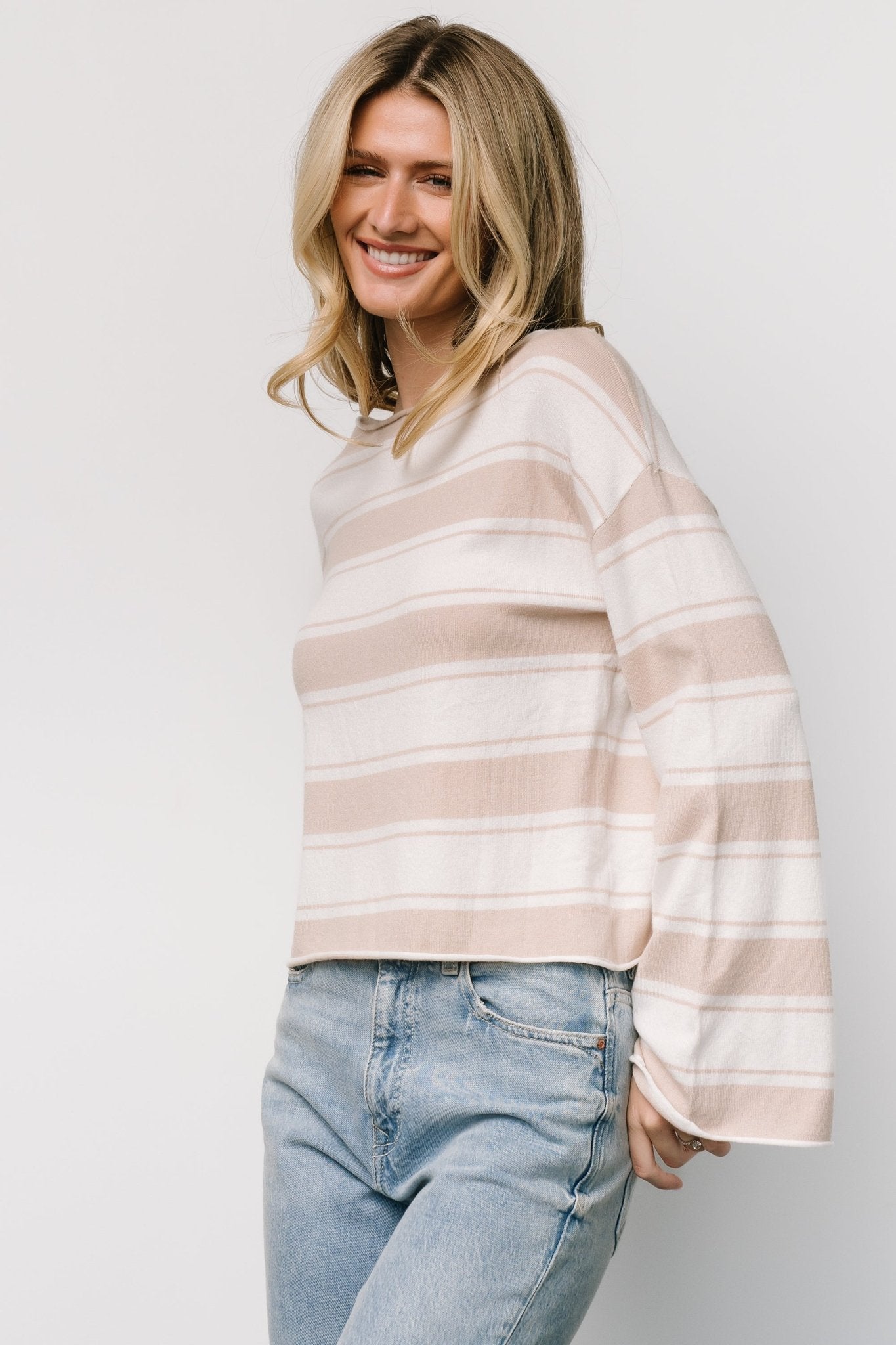 Astoria Striped Top | Ivory + Sand