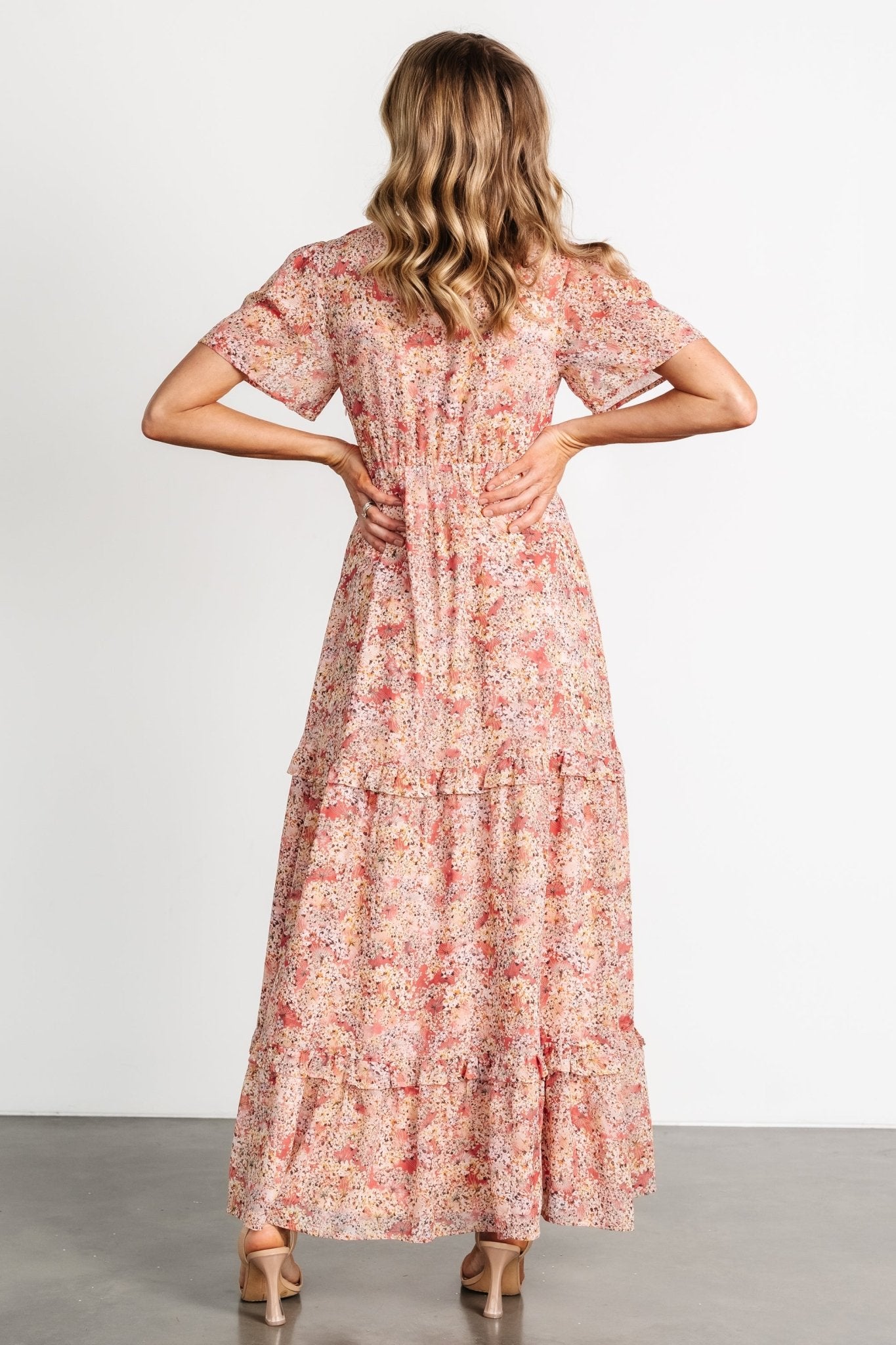 Audrey Deep V Maxi Dress | Blush Floral