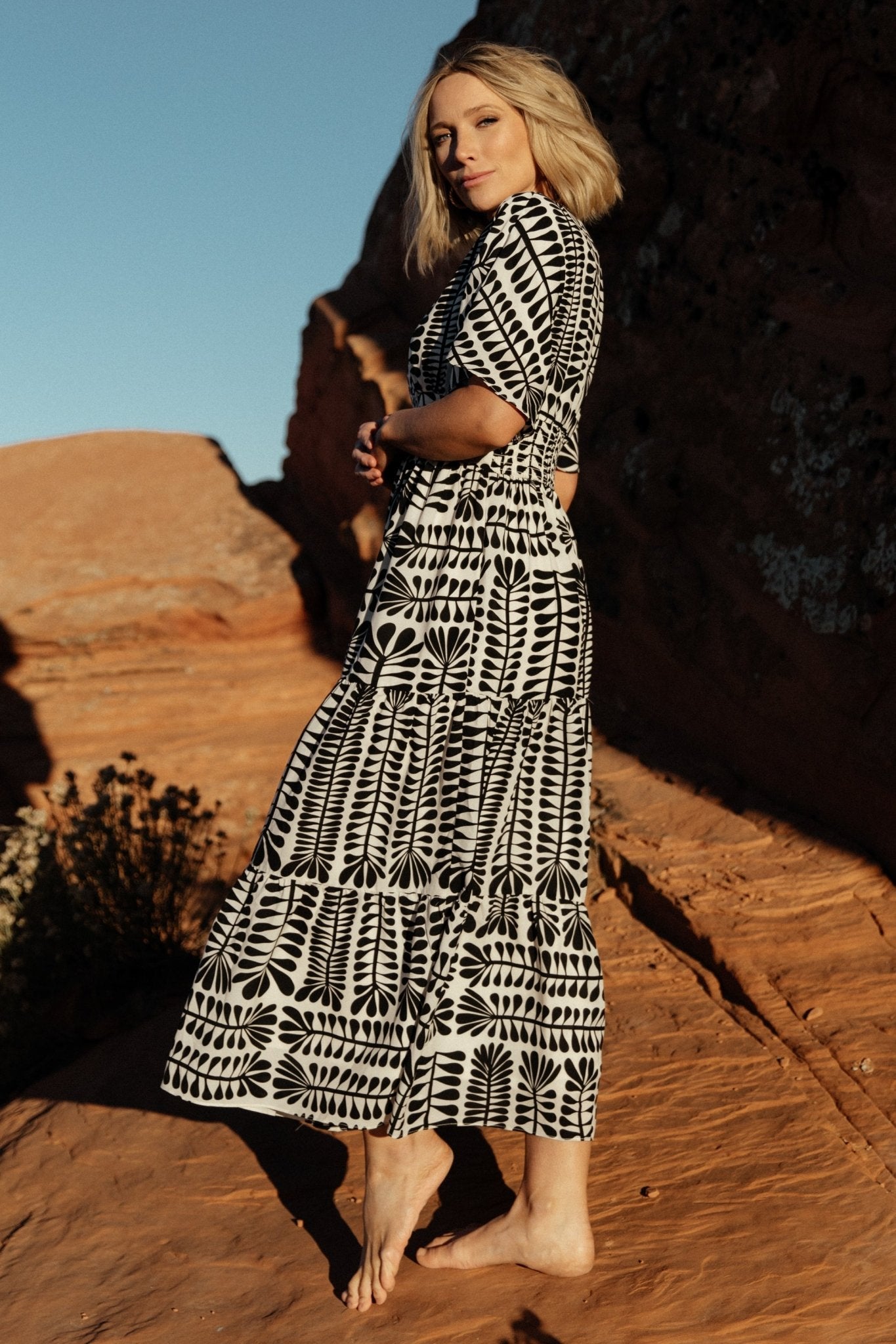 Austin Kimono Dress | Black Print