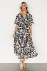 Austin Kimono Dress | Black Print