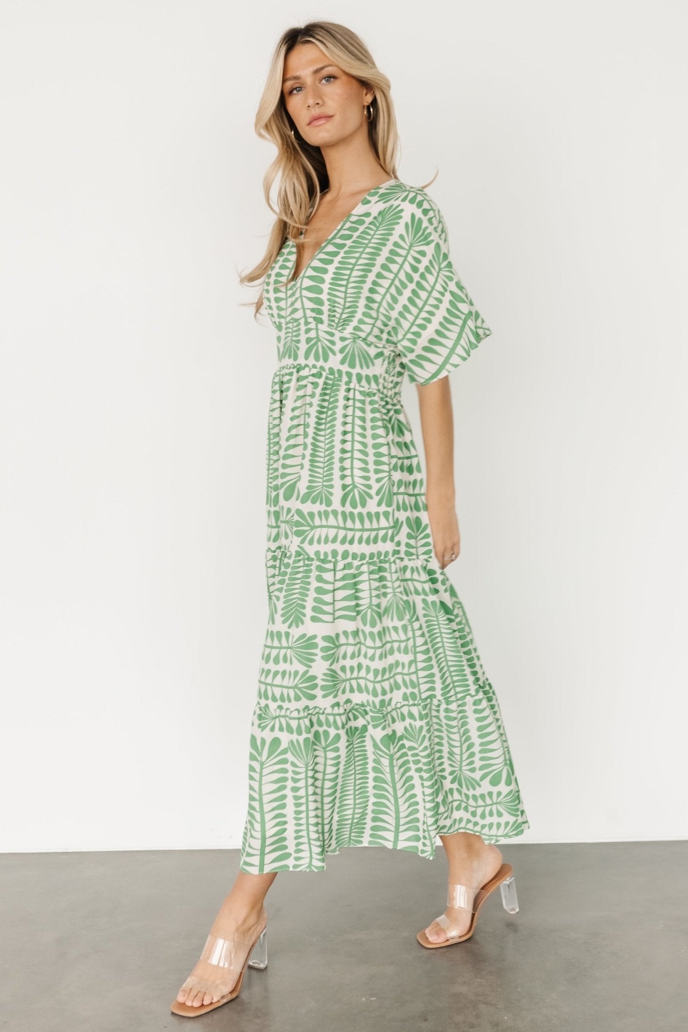 Austin Kimono Dress | Green Print