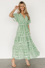 Austin Kimono Dress | Green Print