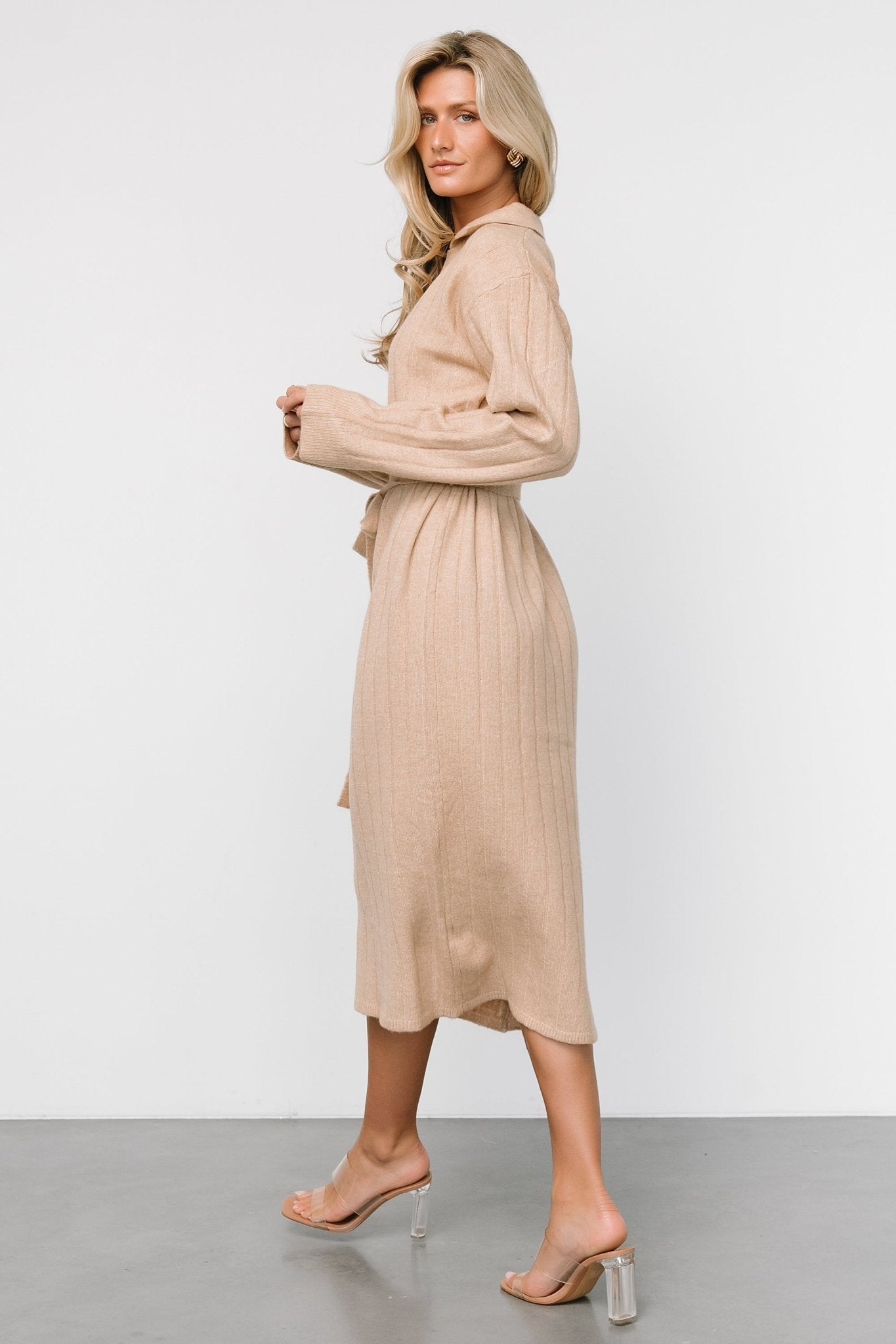 Barrie Sweater Dress | Light Tan