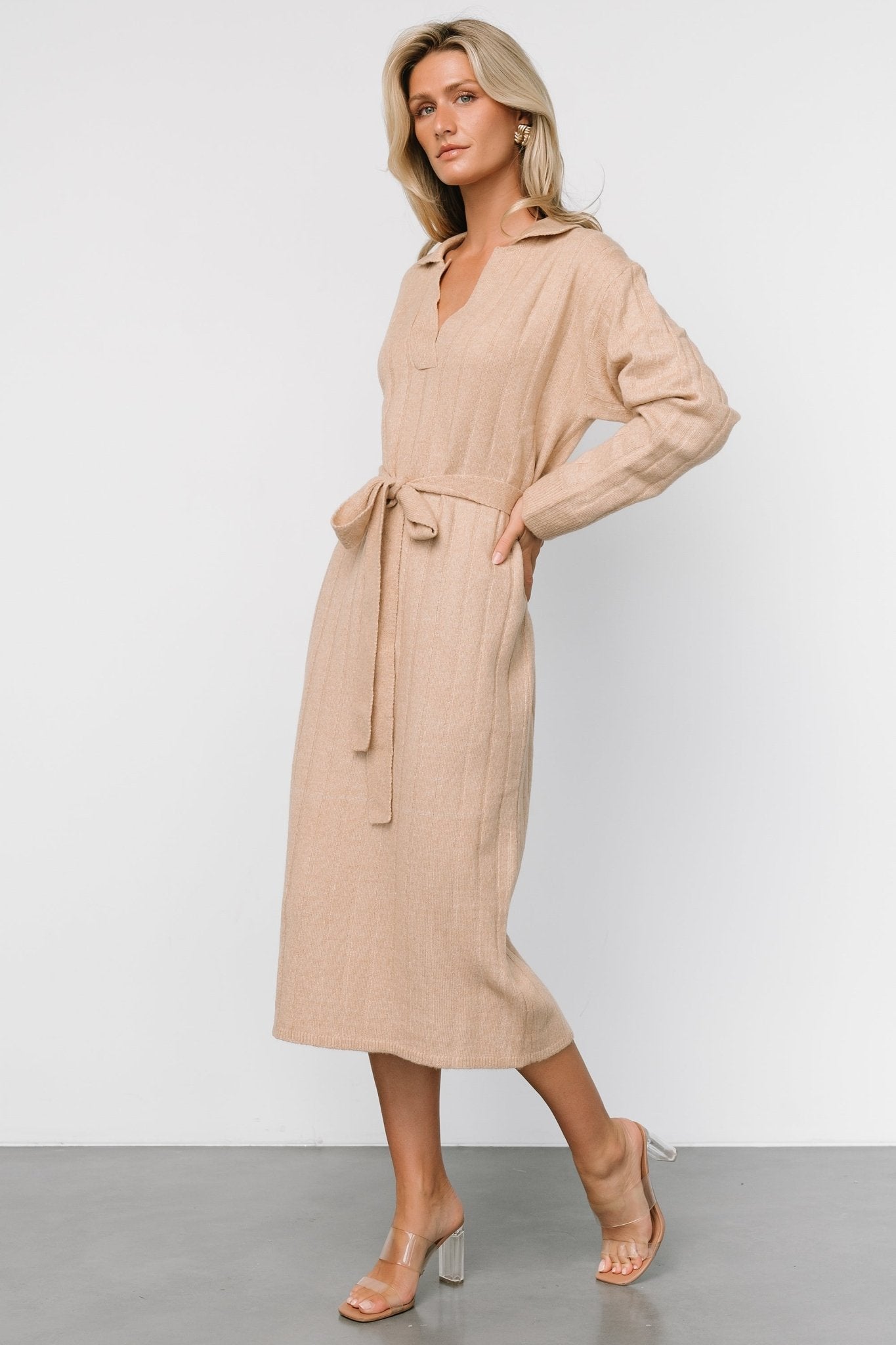 Barrie Sweater Dress | Light Tan