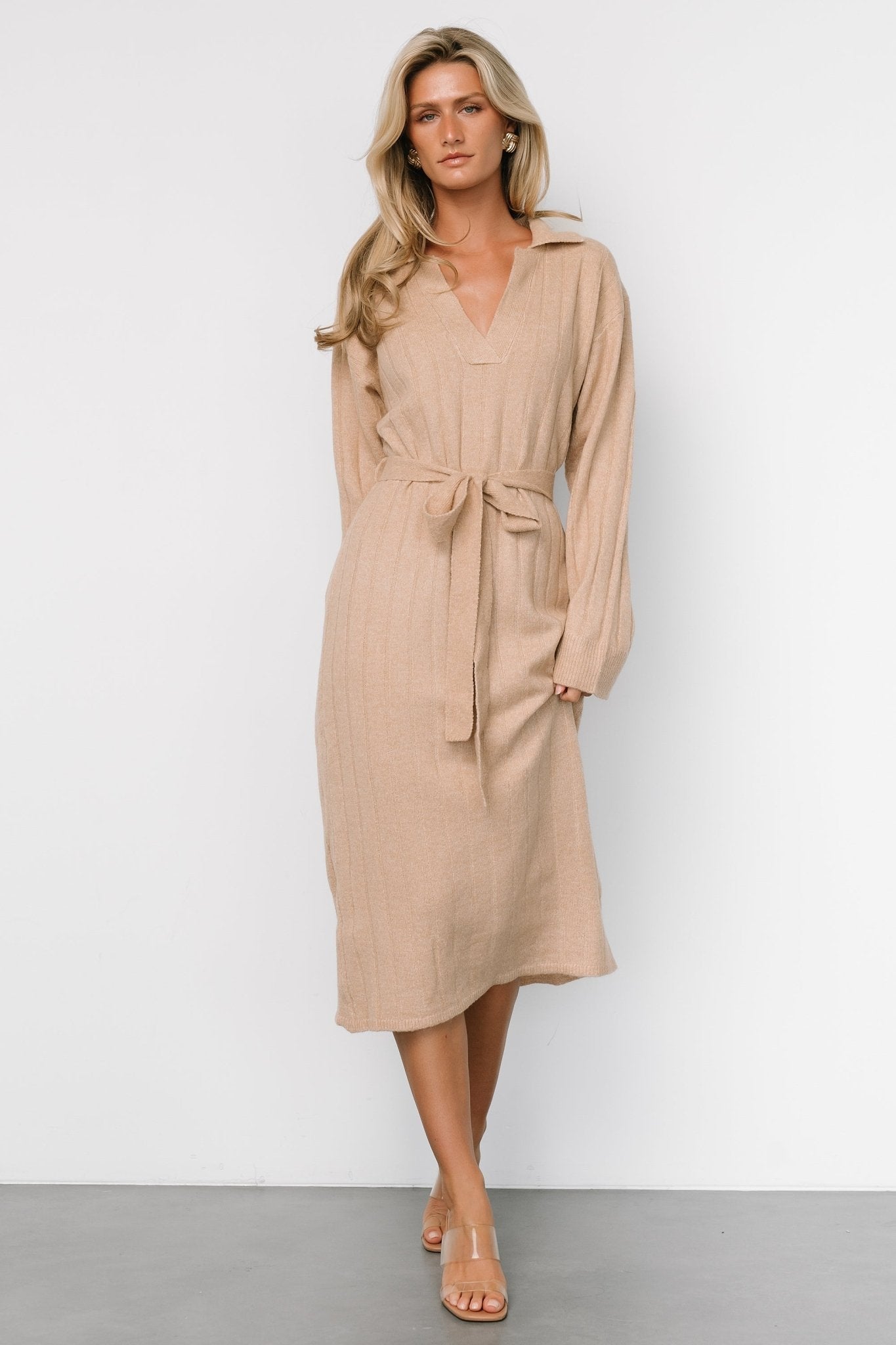Barrie Sweater Dress | Light Tan