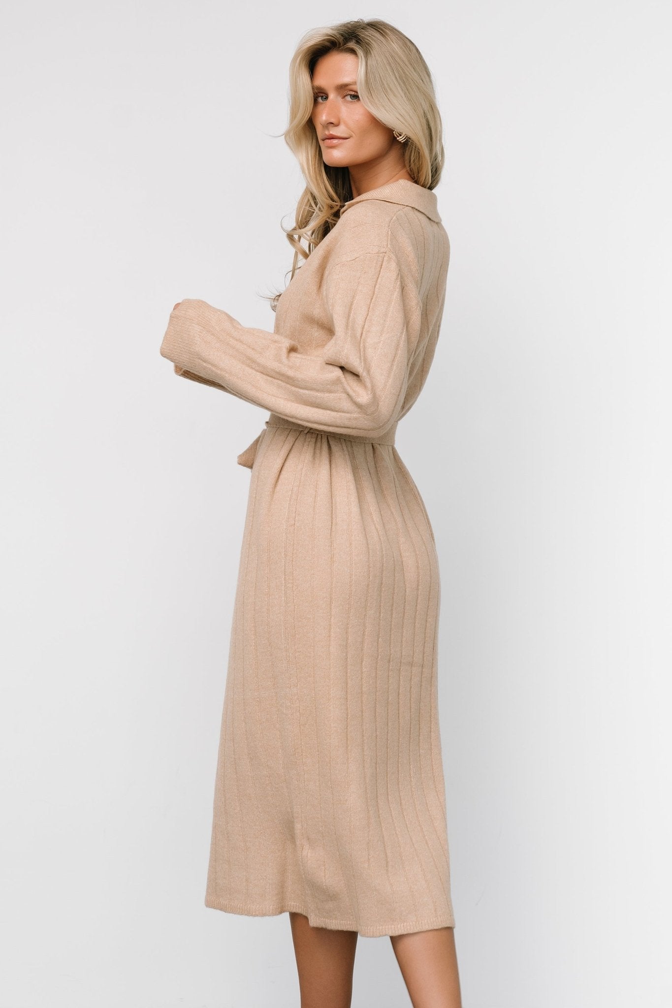 Barrie Sweater Dress | Light Tan