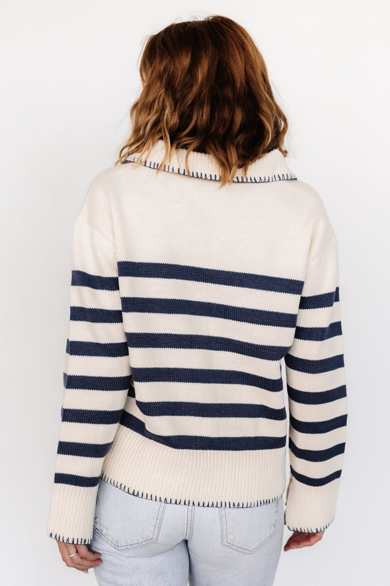 Bastian Striped Sweater | Cream + Navy