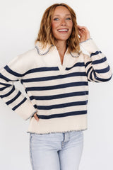 Bastian Striped Sweater | Cream + Navy