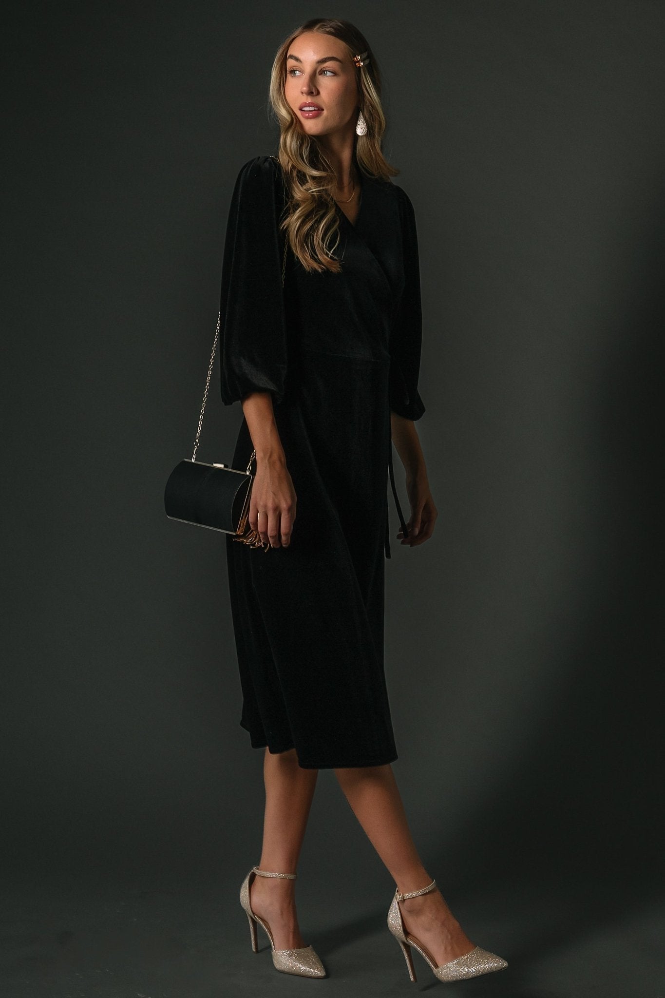 Beckinsale Velvet Wrap Dress | Black