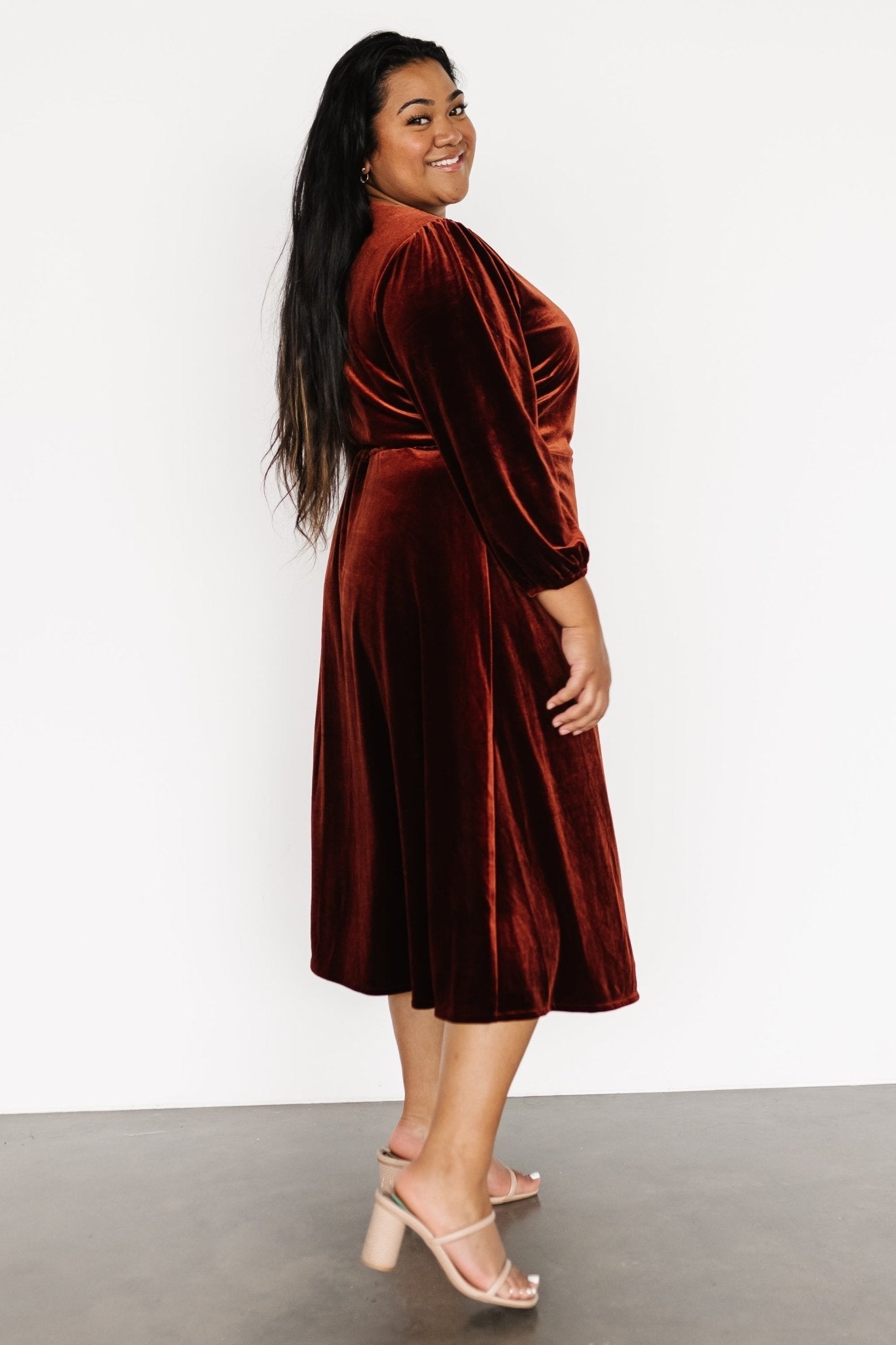 Beckinsale Velvet Wrap Dress | Cinnamon