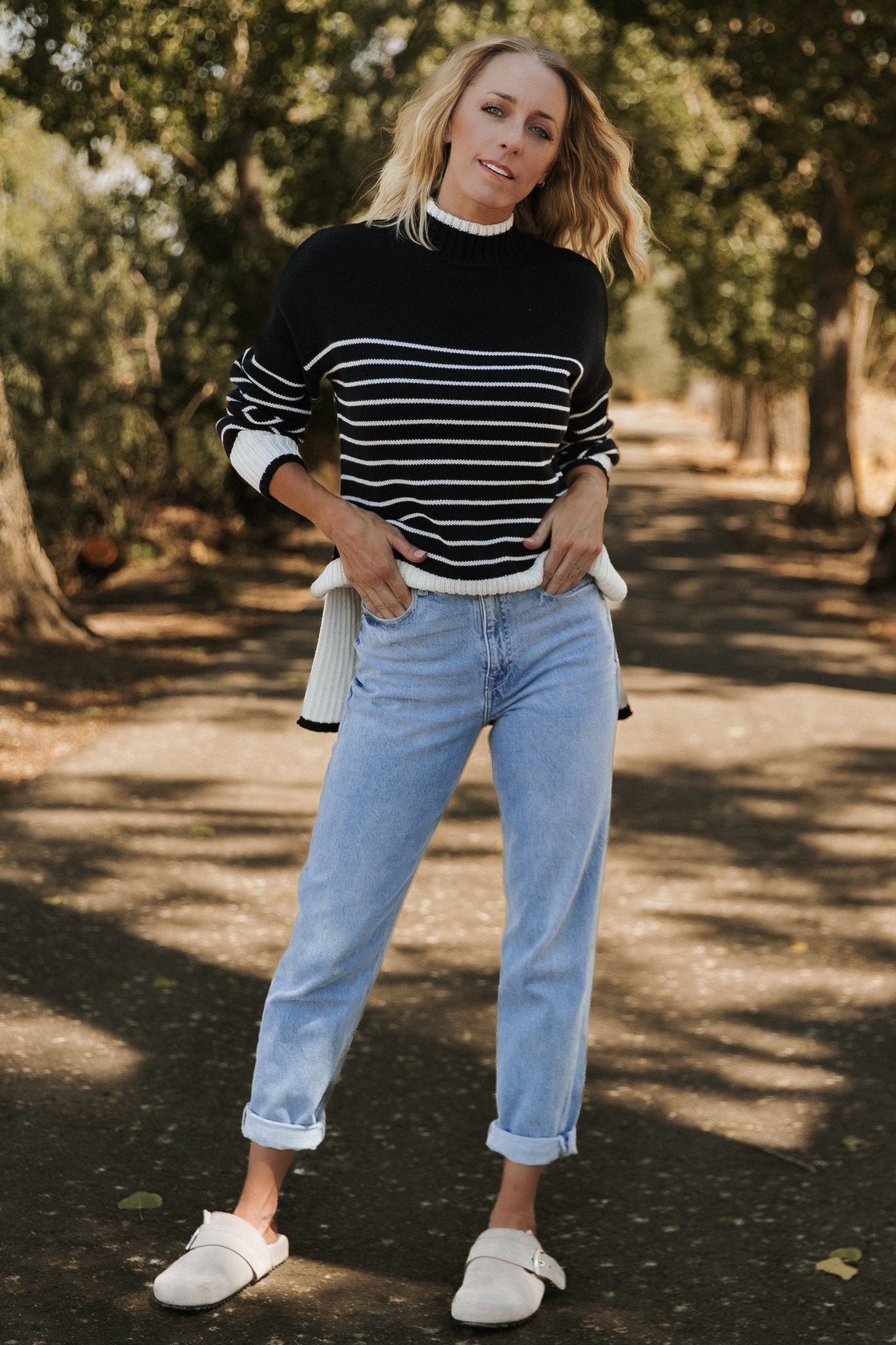 Benedict Stripe Knit Sweater | Black + Cream