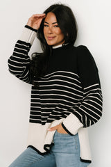 Benedict Stripe Knit Sweater | Black + Cream