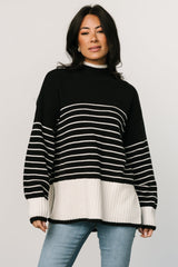 Benedict Stripe Knit Sweater | Black + Cream