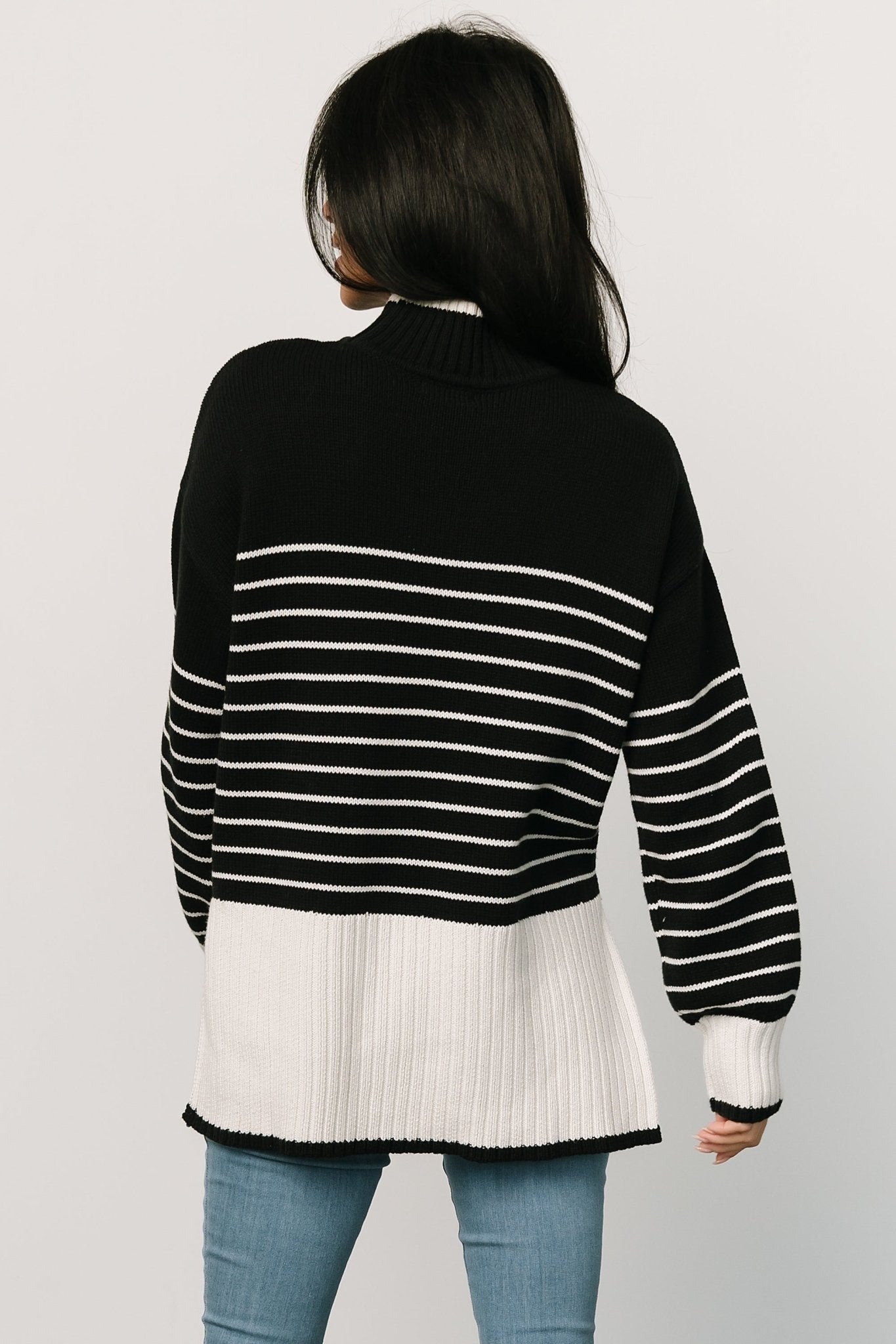 Benedict Stripe Knit Sweater | Black + Cream