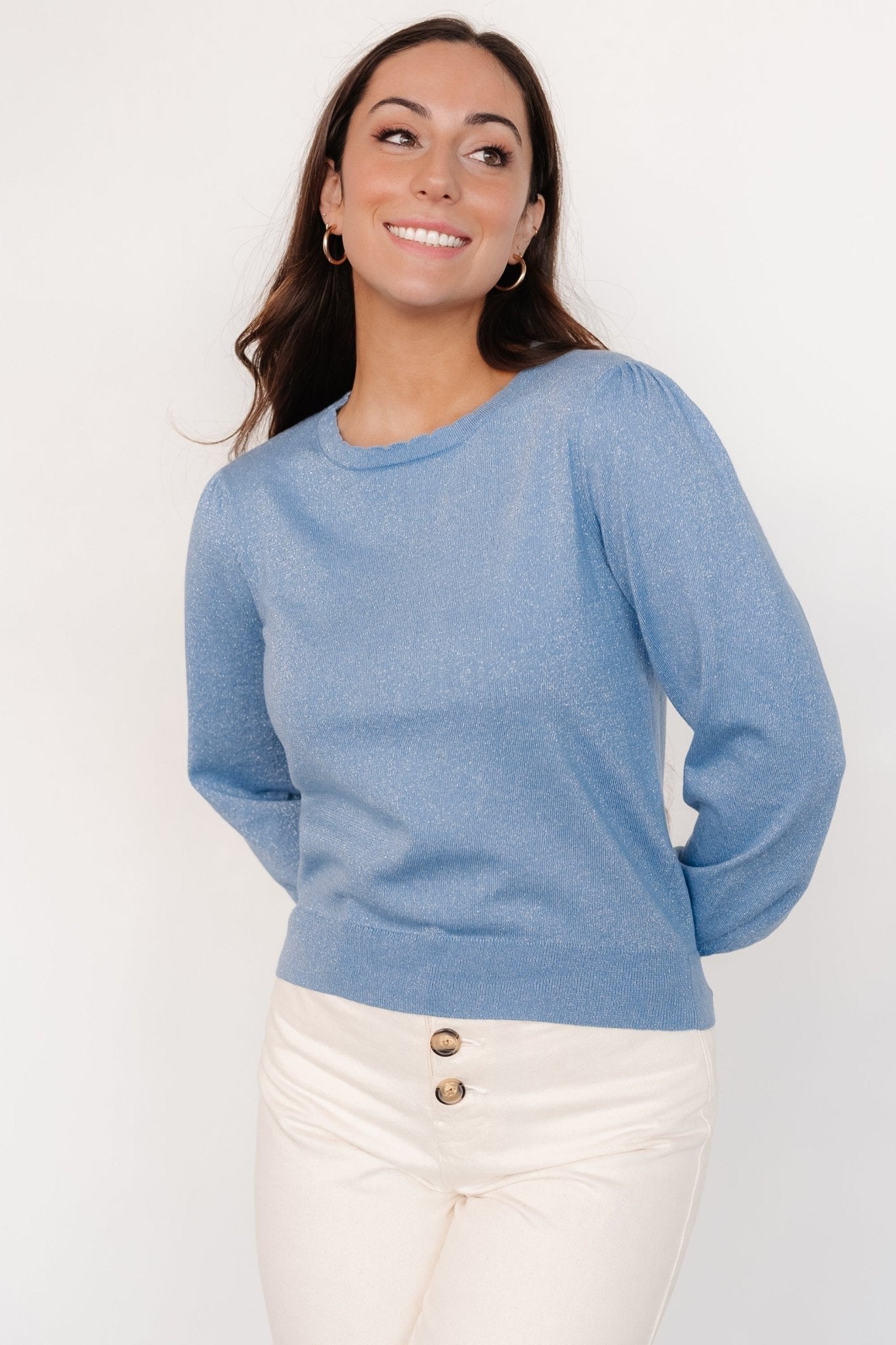 Benson Shimmer Sweater Top | Blue