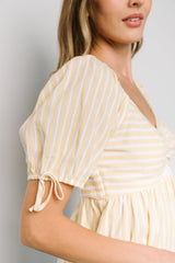 Betsy Peplum Top | Yellow + White Stripe