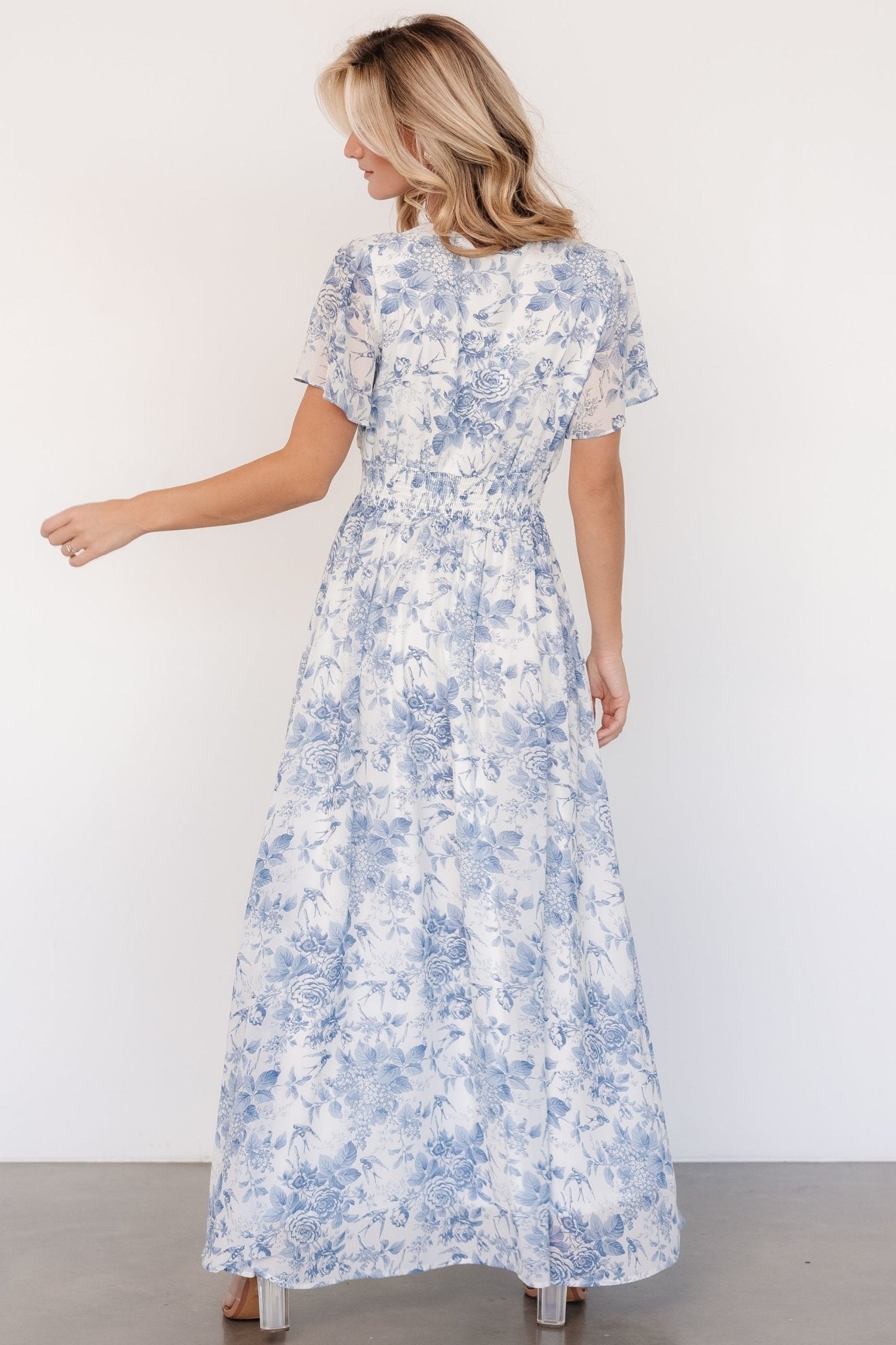 Birdie Maxi Dress | Off White + Blue