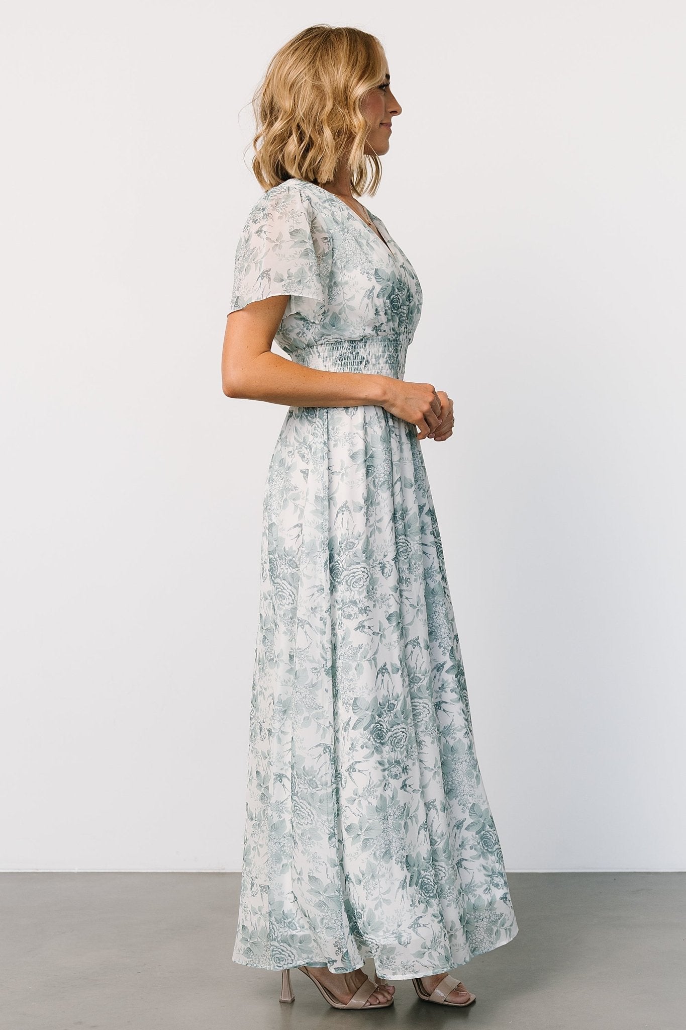 Birdie Maxi Dress | White + Sage Floral