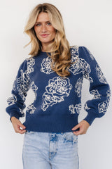 Blake Floral Sweater | Blue + Cream