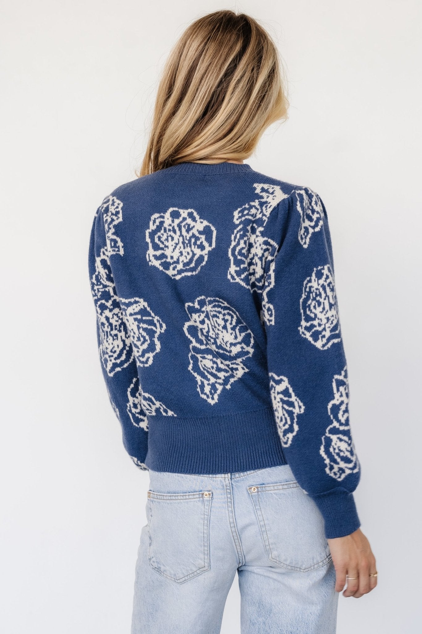 Blake Floral Sweater | Blue + Cream