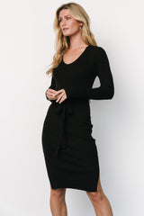 Blayne Ribbed Midi Dress | Black