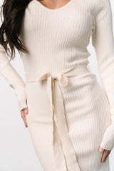 Blayne Ribbed Midi Dress | Cream