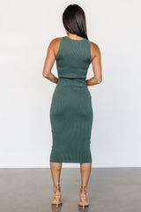 Bobbie Snap Button Midi Dress | Green