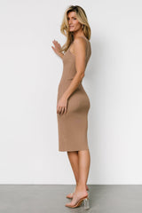 Bobbie Snap Button Midi Dress | Light Mocha