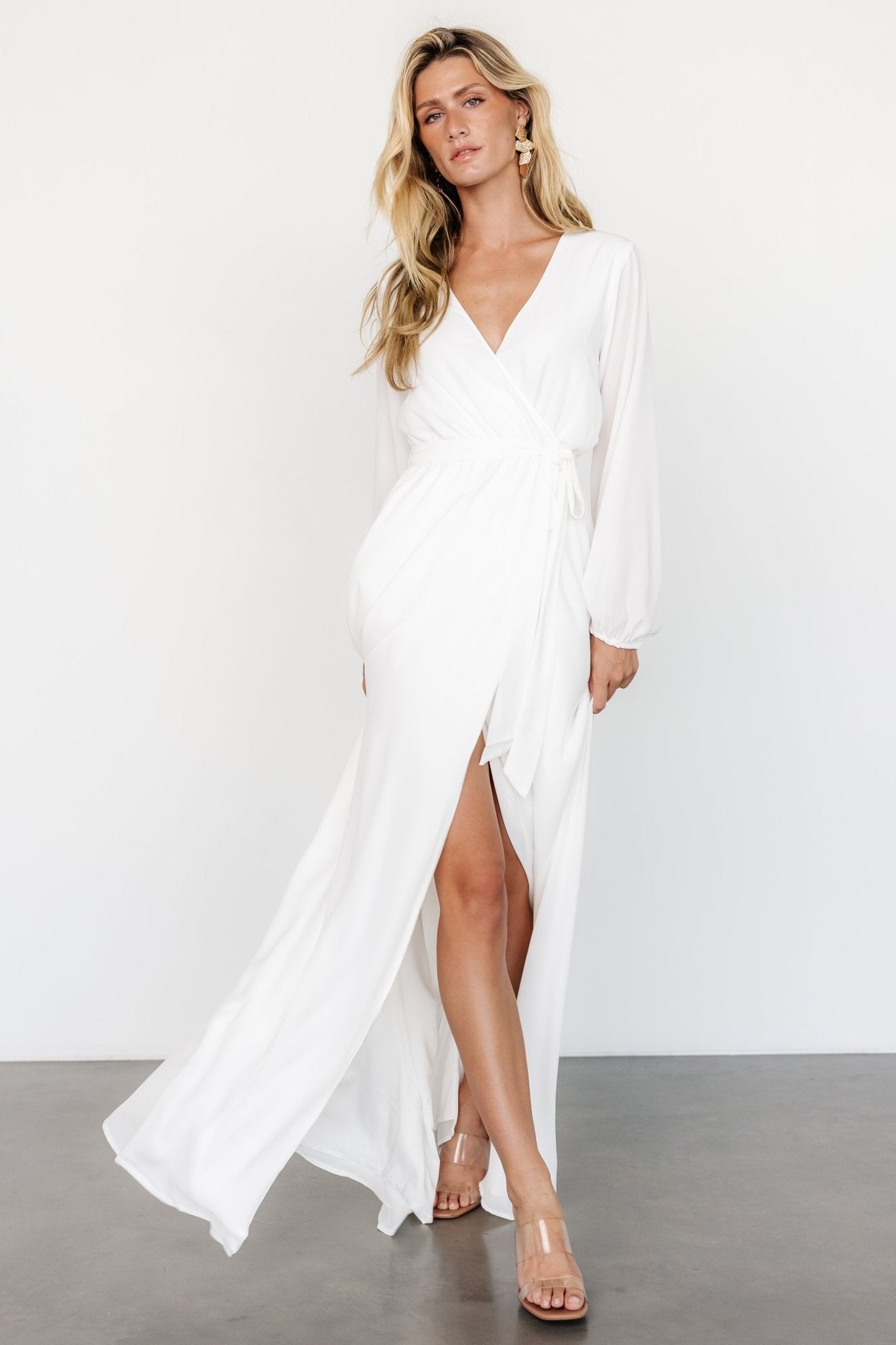 Breanne Faux Wrap Maxi Dress | Off White