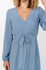 Breanne Faux Wrap Maxi Dress | Slate Blue