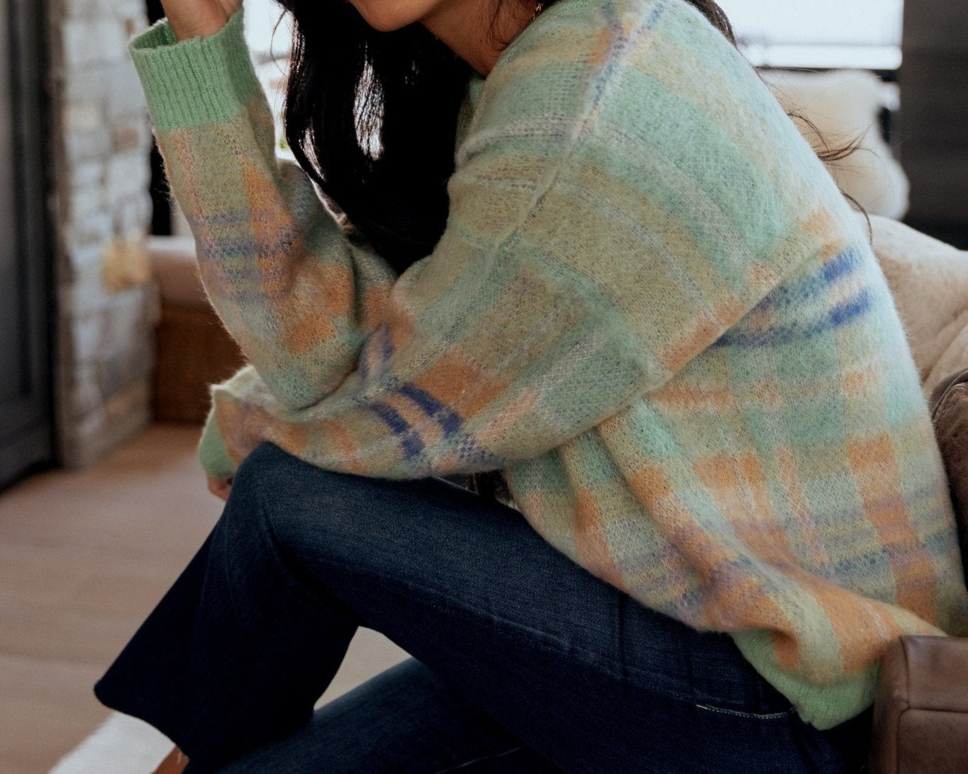 Brentridge Plaid Sweater | Green Multi