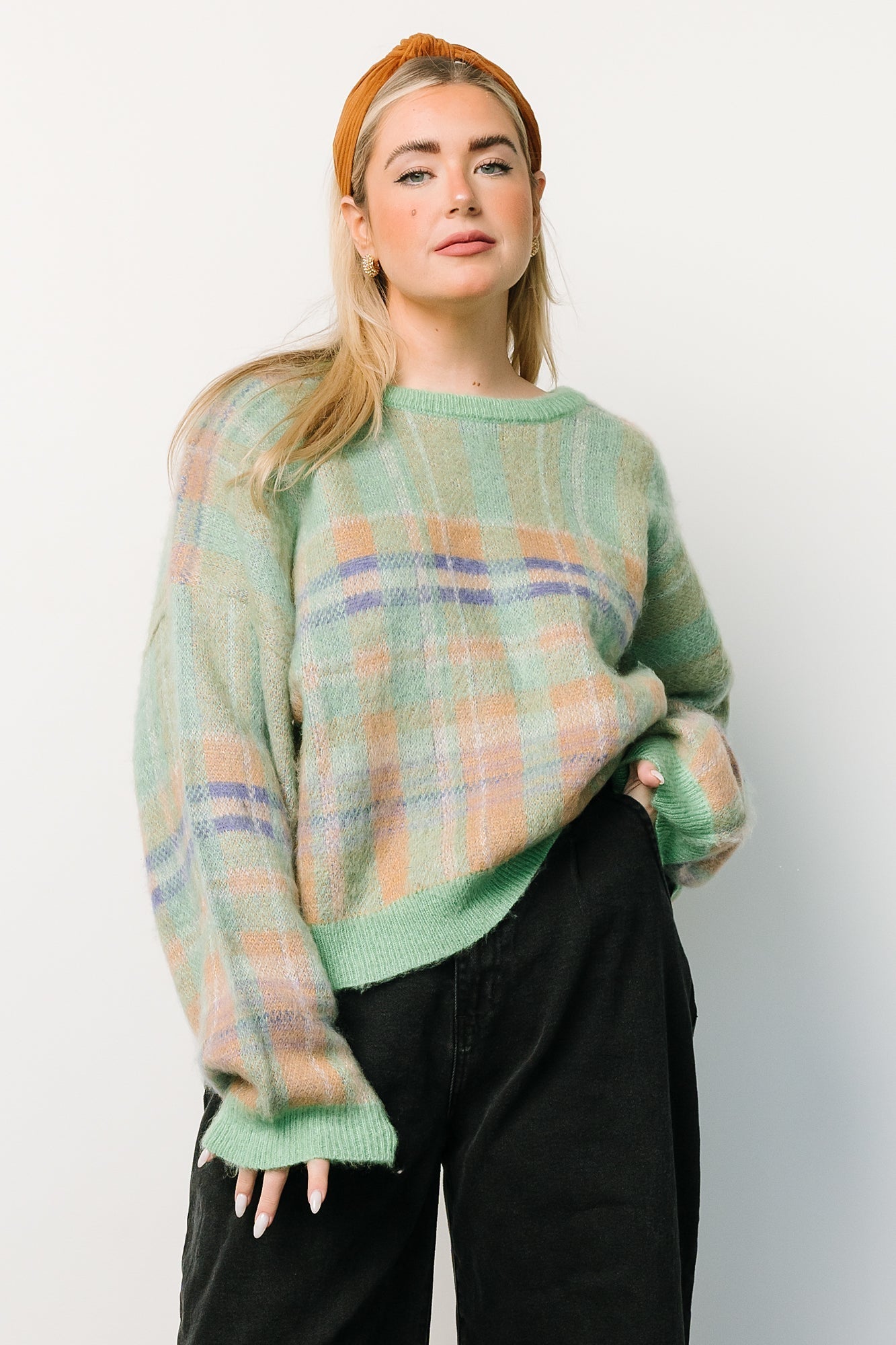 Brentridge Plaid Sweater | Green Multi