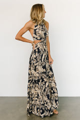 Brett Halter Maxi Dress | Navy Print