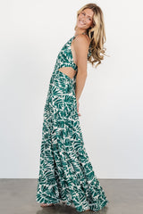 Brett Halter Maxi Dress | Palm Green Print