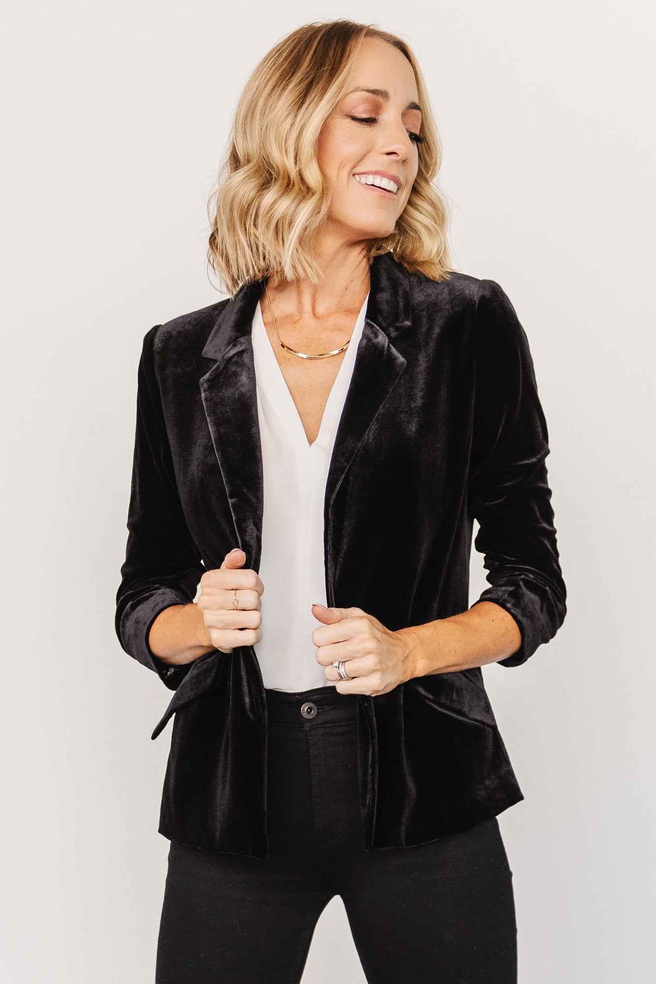 Brinton Velvet Blazer | Black
