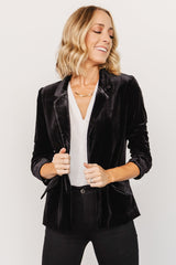 Brinton Velvet Blazer | Black