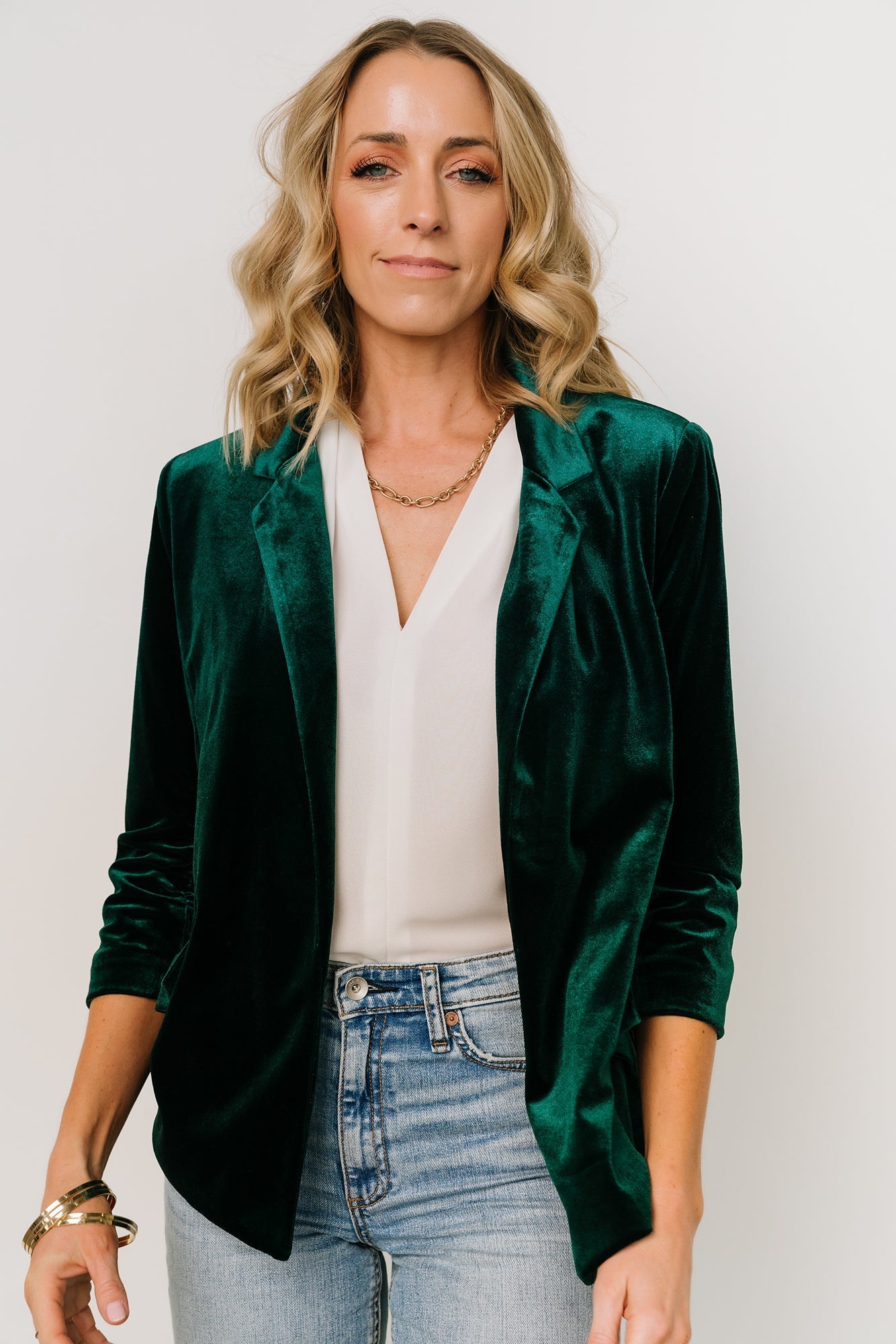 Brinton Velvet Blazer | Dark Green